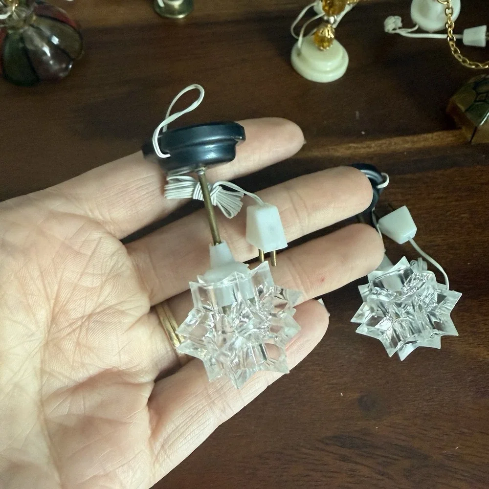 Vintage Miniature Dollhouse Lamp Lot 6 Pc Hanging Tiffany Style Pendant Lights